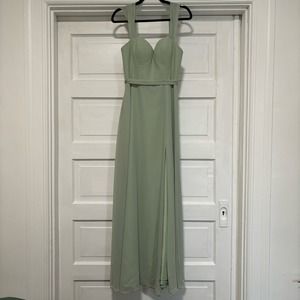 Azazie Sage Green Bridesmaid Dress Size A4 EUC